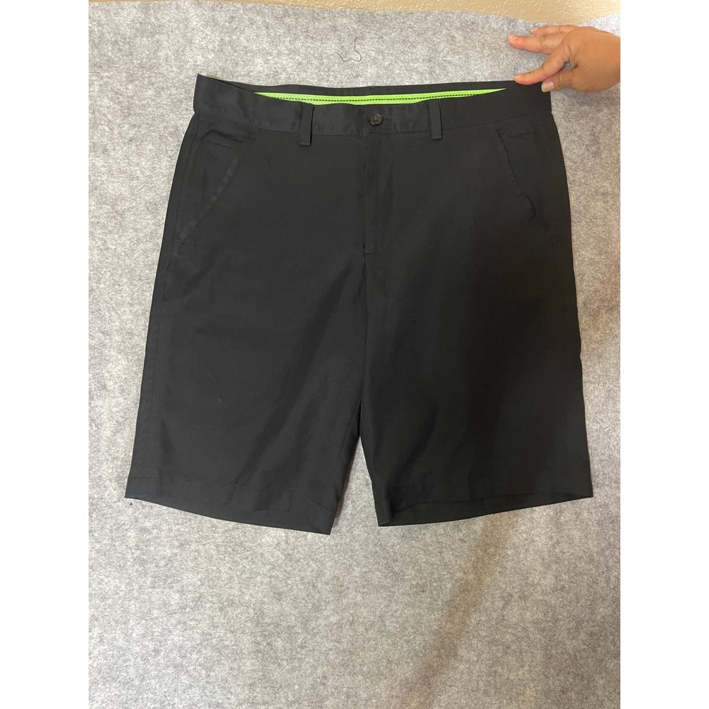 Izod PerformX Golf Shorts Mens 36 Black Slim Fit Performance Athletic Flat Front